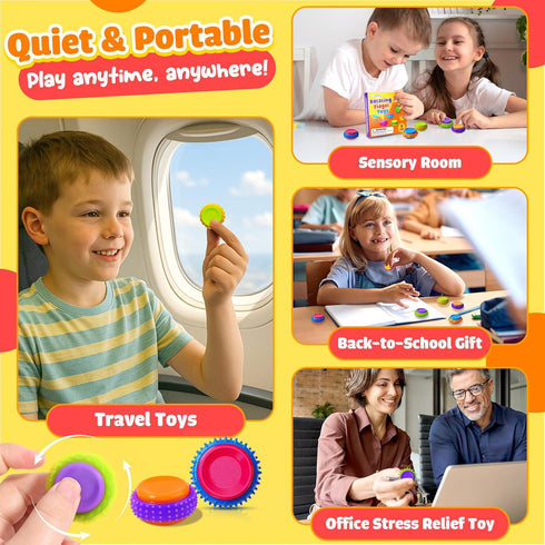 9 Pack LESONG Fidget Sensory Toys for Kids: Quiet Textured Finger Spinner Toys - Sensory Texture Stress Toys for Kids