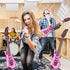 6Pcs Inflatable Pink Guitars - Rock Star Toys Musical Instrument Party Props for 80s 90s Birthday Carnival Supplies