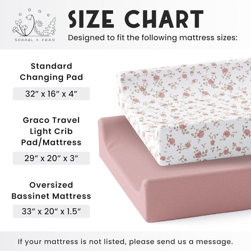 2-Pack Sorrel + Fern Baby Changing Pad Cover for Girls (Juliette) - Premium Fitted Sheets Baby Diaper Changing Table