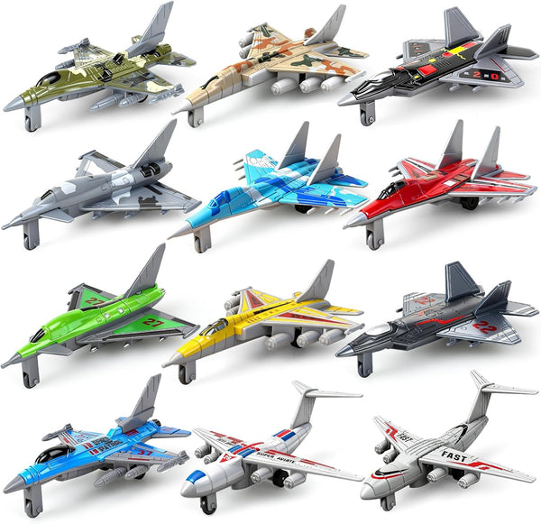 Toy Airplanes 12 Pack,Plastic Diecast Airplane Toys for Boys Toddlers Age 1