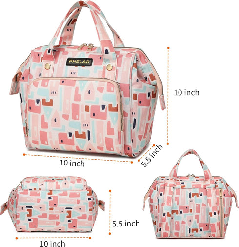 Pink Small Diaper Bag Backpack,Waterproof Multi-Function Stylish Mini Tote Maternity Bags Travel Backpacks with Insulated Pockets, Pink