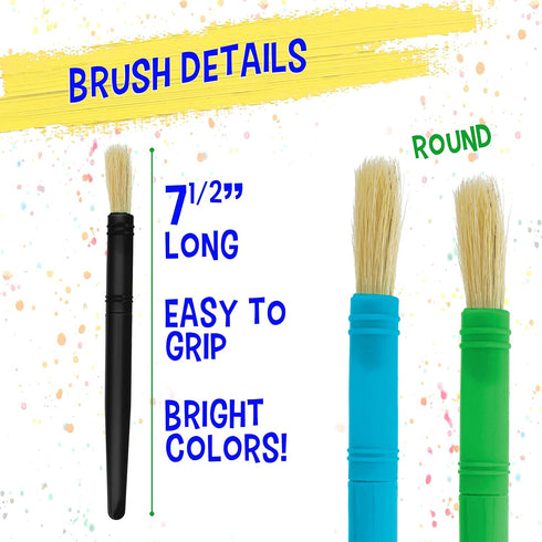 U.S. Art Supply 10-Piece Large Round Hog Bristle Paint Brush Set for Beginners and School Crafts