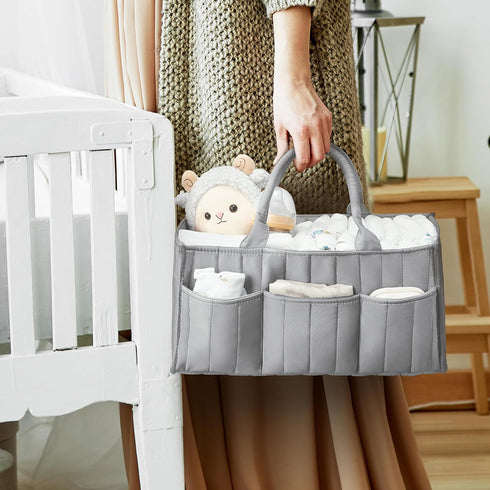 Starry Sky Grey Diaper Caddy Organizer with Handles & Removable Dividers,Diaper Bag,Car Diaper Caddy,Stylish Diaper