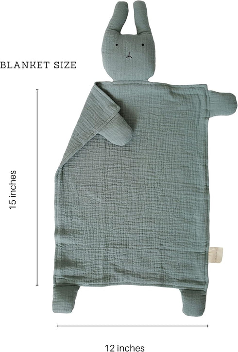 12 15 Marlowe & Co Organic Cotton Muslin Bunny Lovey Security Blanket, in x in (Sage)