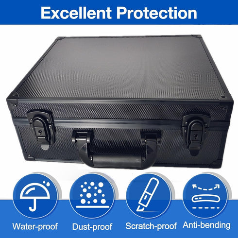 Toploaders Storage Box Holds 600+ 35PT 3"x4" Standard Toploaders, Aluminum Alloy Case for 2000+ Trading Cards (Black)