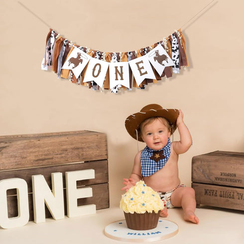 TUTOTU My First Rodeo High Chair Banner - Cowboy One Birthday Party Decorations