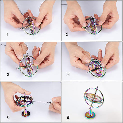 Gyroscope Toy Metal Anti Gravity Rotating Desk Gyroscope, Flying Motion Balance Physics Educational Training Gift