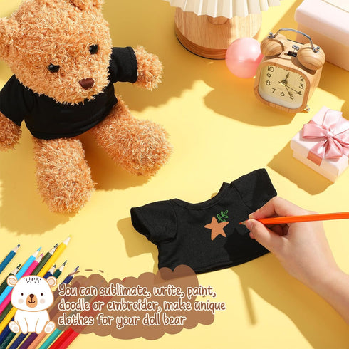 Litherr S 8-12 Inch Sublimation Stuffed Bear Clothes Shirt Fit Plush Animal Tiny Blank Stuffed Animal Tshirt Easy
