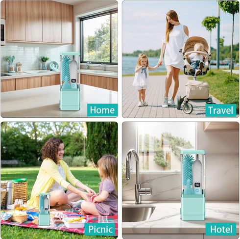 KEAMONVIAL Electric Bottle Brush Cleaner, Portable & Rechargeable Electric Baby Bottle Brush Travel Kit Nipple & Baby