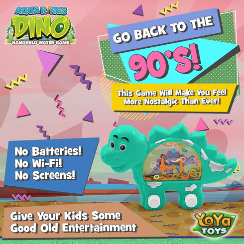 YoYa Toys Aqua Rings Dinosaur Handheld Game for Kids, Retro Portable Road Trip Toys and Calming Travel Games