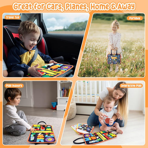 Montessori Busy Board for Toddlers 3+ Years Old, Educational Sensory Activity Board for Fine Motor Skills, Gift Toys