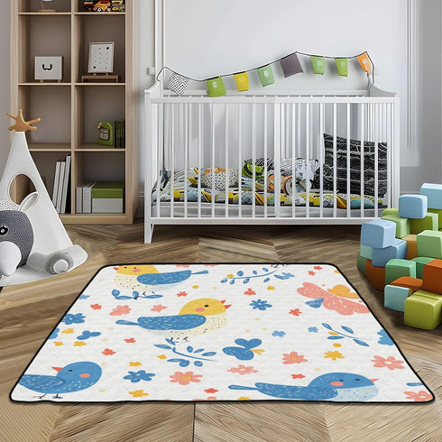 EtherSpher 50'' 50''alfombras Parents' Day Cartoon Cute Blue Bird Soft Padded Baby Play mat Foldable for Indoor Outdoor