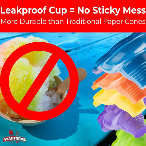 Leak Proof & Drip Catching, Reusable 4oz Flower Snow Cone Cups, 25 Pk, Colorful Easy Grip Bowls