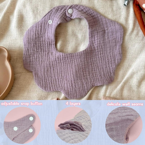 10Pack EllieHouse Baby Bibs for Girls Boys Muslin Drool Teeth Drooling Teething Bibs Muslin Cotton for Infant Toddler
