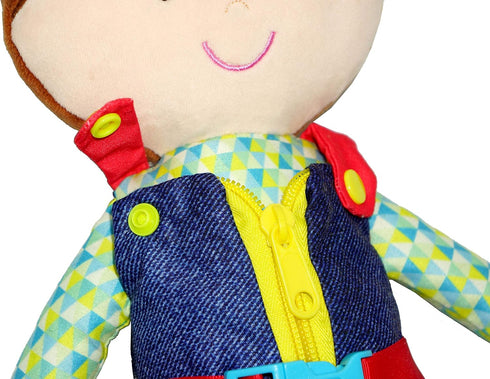 June Garden 15.5" Dressy Friends Lucas, Educational Stuffed Plush Doll for Kids and Toddlers 2 Years and Up