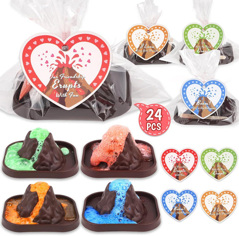 Jiribid Valentines Day Gifts for Kids Classroom: 24 Pack Erupting Volcano Science Kit