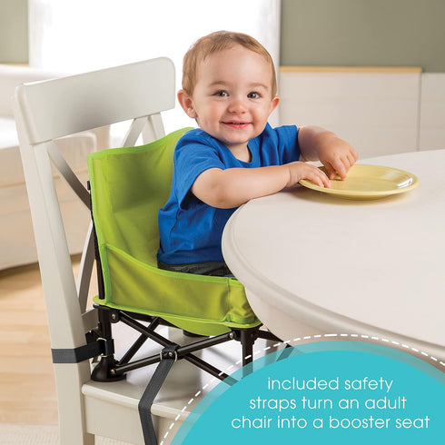 Summer 6 3 by Bright Starts Pop 'N Sit Portable Booster Chair, Floor Seat, Indoor/Outdoor Use, Compact Fold, Green, Mos