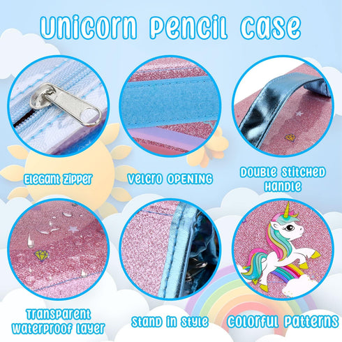 AJLICHIBAN FUN 49 Pcs Fruit Scented Washable Markers with Unicorn Pencil Case, Art Supplies for Kids
