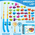 LILYBUDS 3-5 4-8, 3 4 5 6 7 8 Magnetic Fishing Game Toys for Kids Toddlers Water Table Bathtub Toys with Pole Rod Net