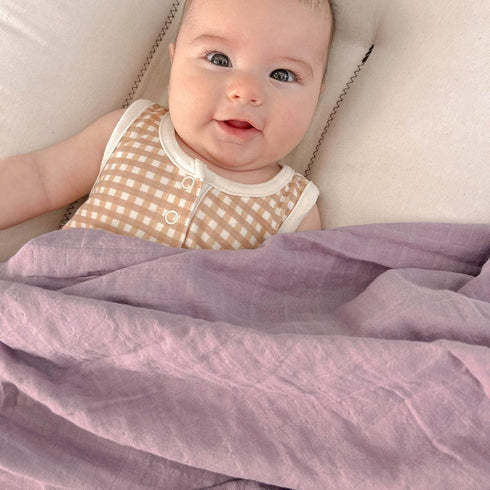Organic Cotton Lavender & Mauve Muslin Swaddle Blankets for Newborns