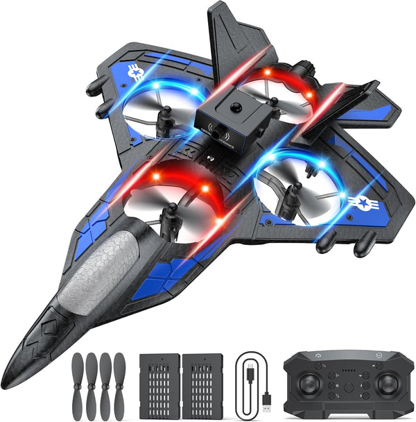 RC Plane - 2.4GHz Remote Control Airplane with LED Lights, 360 Stunts