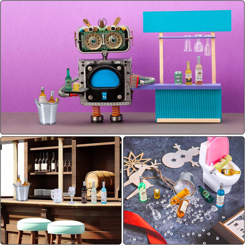 71 Pcs Miniature Ice Cubes, Beer Bottles, and Mini Drink Soda Pop Cans for Doll House Decoration