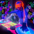 Chivao 50 Pieces Neon Glow Balloons, Blacklight Fluorescent Mini Stars for Party Decoration, Black, Clear