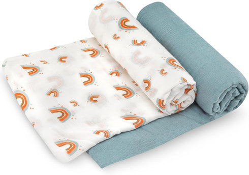 Fern & Avery 2-Pack Baby Swaddle Blankets, Lightweight Breathable Receiving Blankets for Boys & Girls, Gender Neutral,