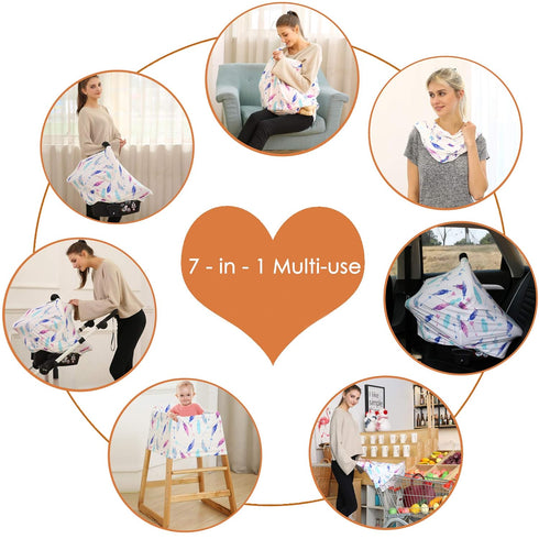 Carseat Canopy Covers for Breastfeeding - Baby Car Seat Covers Breastfeeding Cover Multi Use Boys and Girls Shower