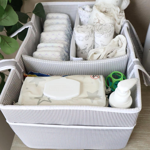 Lily Miles Baby Diaper Caddy - Organizer Tote Bag for Infant Boy or Girl - Baby Shower Basket - Nursery Must Haves