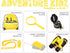 Adventure Kidz Outdoor Exploration Kit, Yellow Backpack, Binoculars, Magnifying Glass, Lensatic Compass, Fox Whistle for Boys and Girls