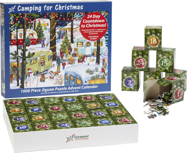 Jigsaw Puzzle Advent Calendar 1000 Pieces - Camping for Christmas by Vermont