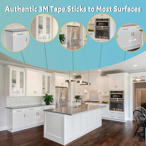 YOLCAR 2 Pack 3M Safety Locks Duo - Fridge Locks for Kids, Adjustable Adhesive Cabinet Locks, No Drilling