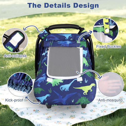 3D Windproof Baby Car Seat Cover, Mink Dot Infant Car Seat Canopy with Breathable Mesh Window, Baby Carrier Cover