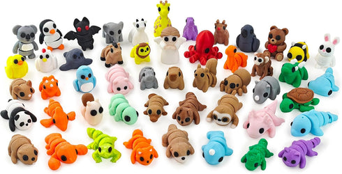 50 pcs Animal Figurines, 3D Printed Animal Figurines Set, Articulated, Party Favors,