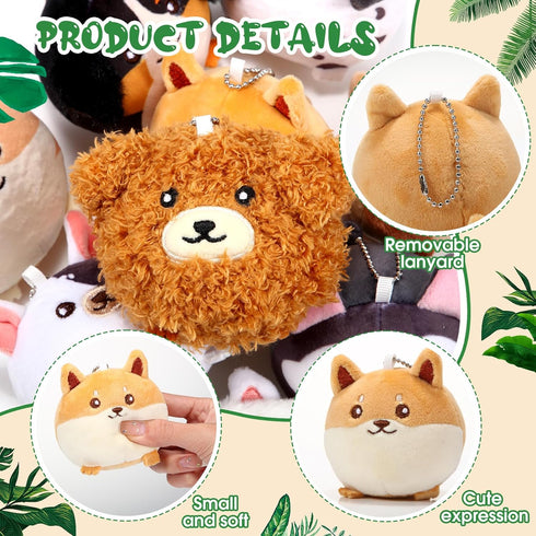 9 Pcs Mini Stuffed Keychains 3.15 Inch Small Plush Bulk Ornaments for Kids Birthday Party Favors Gifts Xmas Tree Hanging Stocking Stuffers (Puppy)