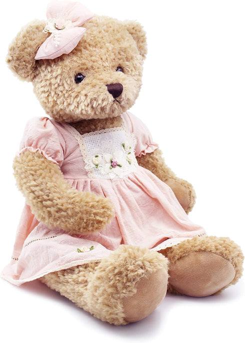 25" Oitscute Big Baby Teddy Bear with Cloth Cute Stuffed Animal Soft Plush Toy (Pink&Brown)