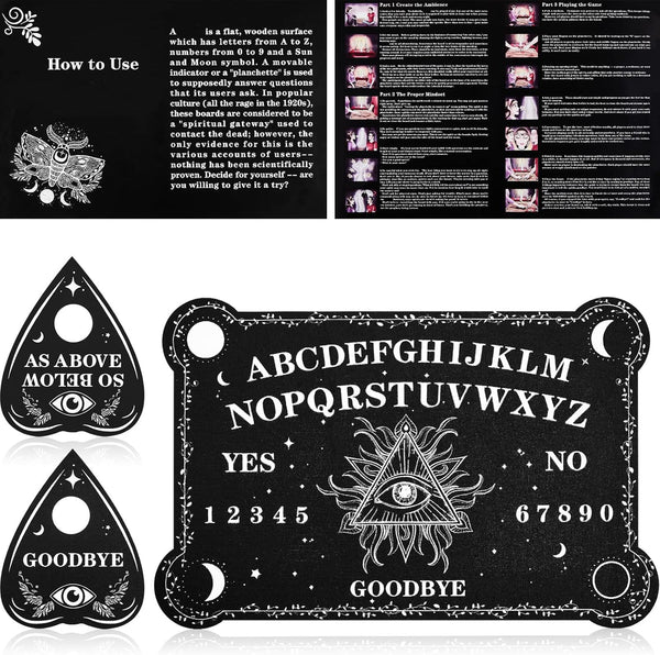 Pendulum Dowsing Divination Board Set, Black Wooden Talking Board for Parties and Gatherings