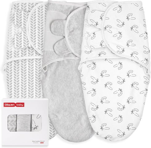 GLLQUEN BABY 3 Pack Newborn Swaddle - Baby Swaddle 0-3 Months for