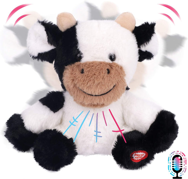 Hopearl Talking Cow - Electric Interactive Animated Toy that Repeats What You Say, Shaking Head Plush Buddy