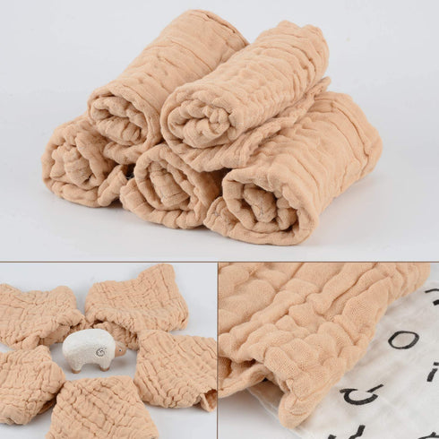 Daxue 10 100% Set 12"x12" Pcs Baby Muslin Washcloths Natural Cotton Unbleached, Extra Soft Baby Wipes Organic Burp