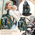 Shoblo Backpack Retro Daisy Flowers Diaper Bag for Travel, Waterproof Diaper Bag with Insulated Bottle Pockets & USB