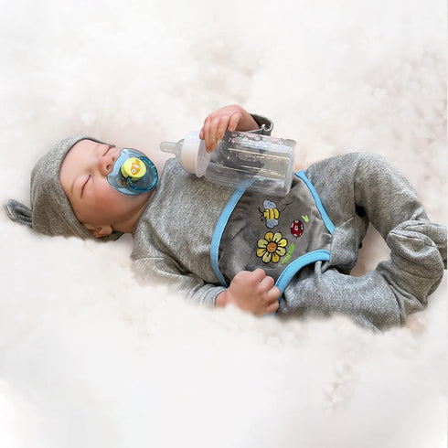 Realistic 17-Inch Reborn Baby Boy Doll, Lifelike Vinyl Full Body Gift for Kids Age 3+