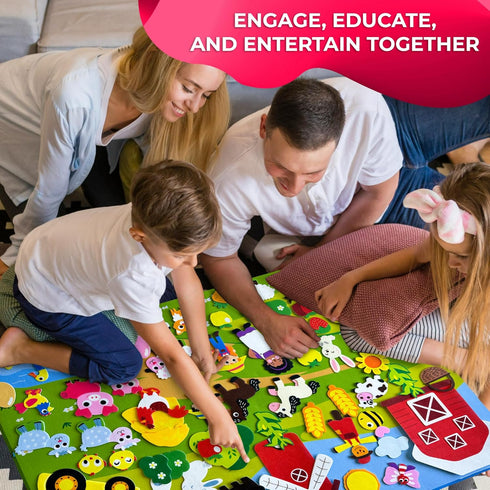QUOKKA Farm Felt Board, Social Emotional Learning Activities for Kids 2-5 Years, Educational Toy for Toddlers