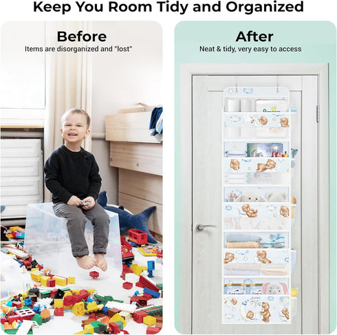 Closet 5-Tier Clastyle Animals Over the Door Organizer Star Nursery Hanging Storage Organizer for Kids Clothes Diaper
