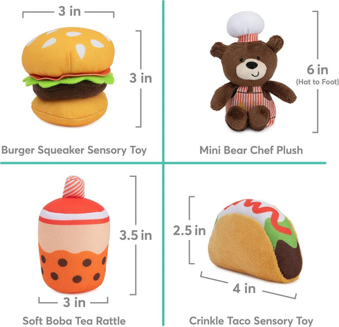 5-Piece Playset 7.5 Baby GUND Play Soft Collection, My Little Food Truck Plush with Rattle, Squeaker and Crinkle Sound