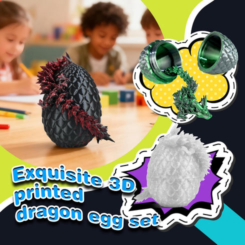 12PCS 3D Set, Printed Dark Dragon Eggs, Articulated Fidget Toys Mystic Shadow Crystal Dragon Figurines for Collectors