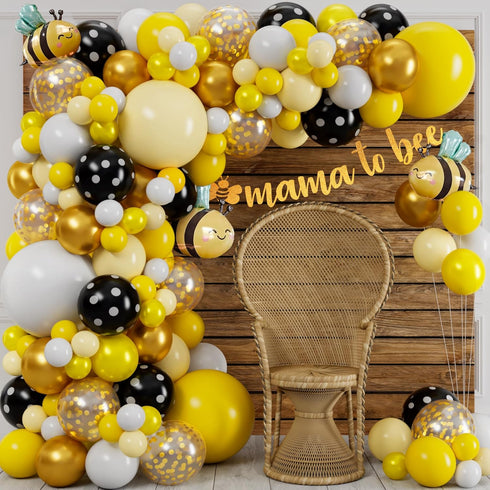 ALL-IN-1 Bee Balloons Garland Kit & Arch - Black Yellow and White Bumble Bee Balloons for Gender Reveal Party Supplies