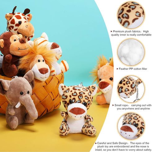 12 4.8 Inch Sumind Pieces Small Stuffed Animals Bulk Gifts Mini Stuffed Forest Jungle Animal Plush Toys Cute Elephant