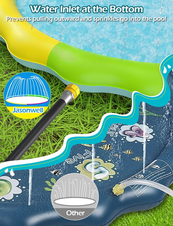 Jasonwell Splash Pad Sprinkler for Kids, Inflatable Splash Play Mat, Outdoor Water Toys for Baby Toddler Pool, Backyard